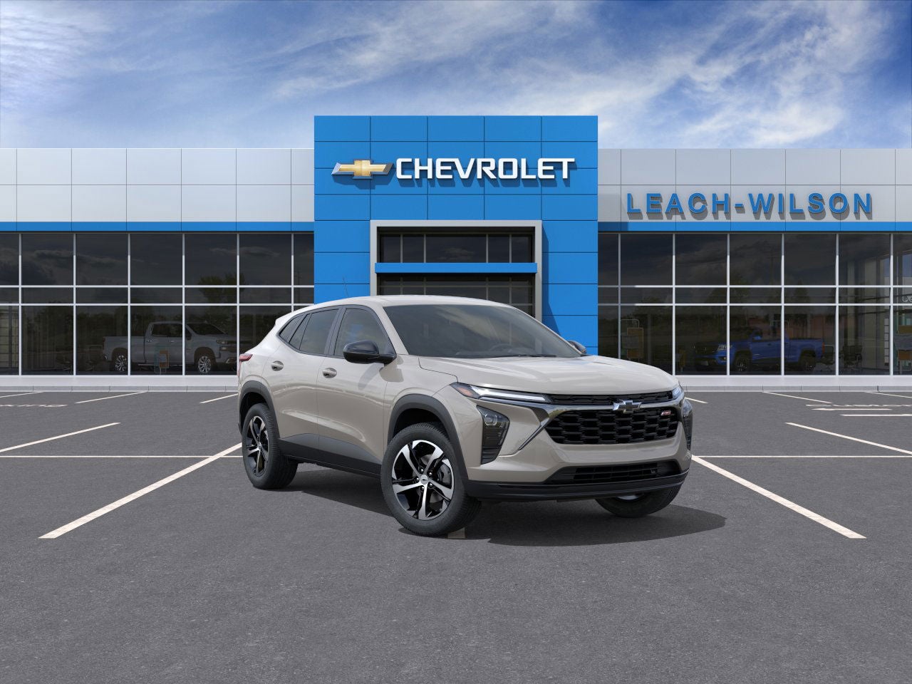 2026 Chevrolet Trax 1RS in White Sands — front three-quarter view